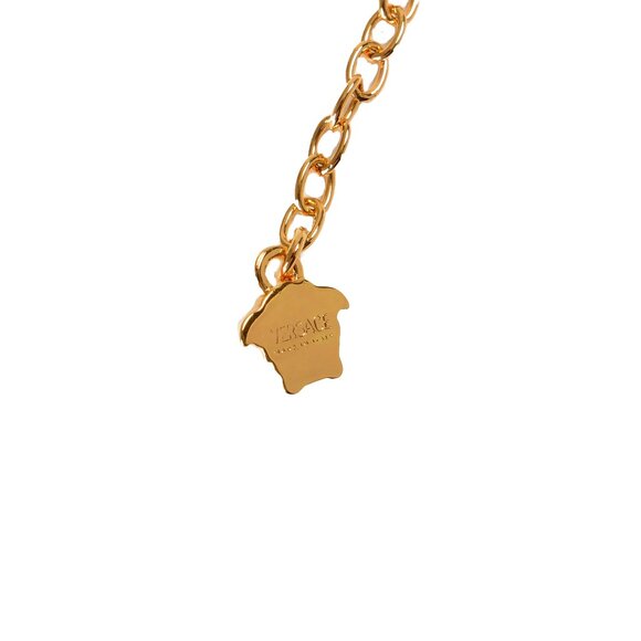 Versace Unisex Gold Color Metal Chain Medusa Head Sparkle Necklace Pendant - Picture 5 of 7